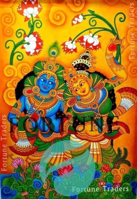 Kerala Mural Painting Radha Madhavam Artwork Canvas Rolled - Etsy