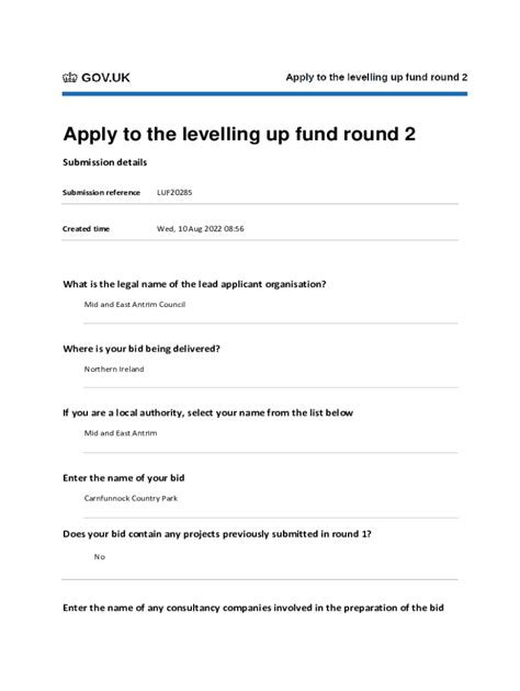 Fillable Online Carnfunnock Levelling Up Bid Application Carnfunnock