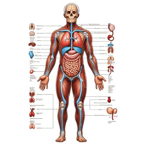 Scientific Human Body Illustration With Internal Organs And Blood