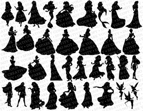 Disney Princess Silhouettes // 35 Silhouettes // Disney