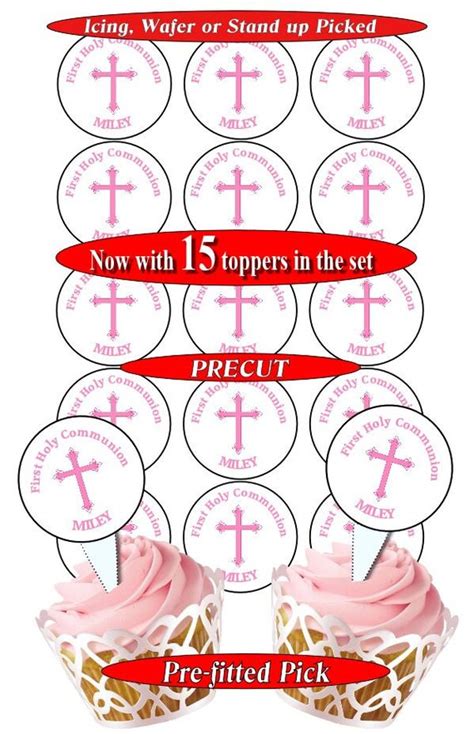 30x Edible First Holy Communion Cupcake Toppers Wafer Icing Sheets