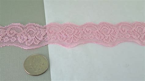 Yds Pink Elastic Lace Trim Stretch Ribbon Inch Etsy