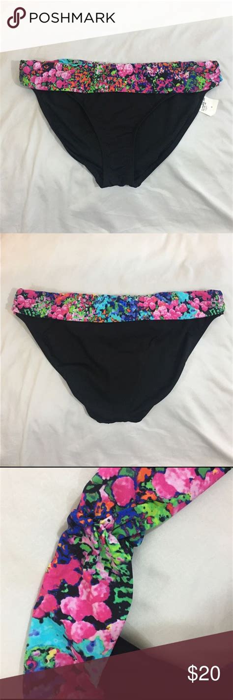 Kenneth Cole Reaction Bikini Bottom Cute Colored Waist Band Black