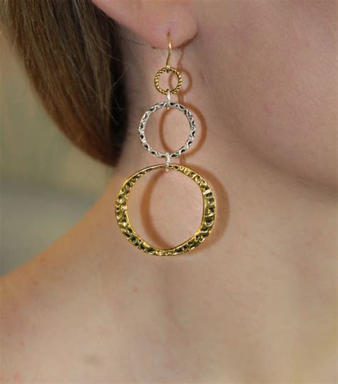 Silver And Gold Dangle Earrings Two Tone Earrings Silver And Gold Hoop Earrings Two Tone