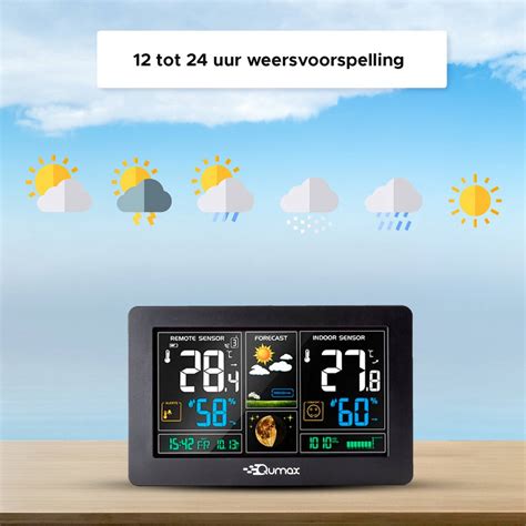 Qumax Weerstation Binnen En Buiten Draadloos Weerstation Met