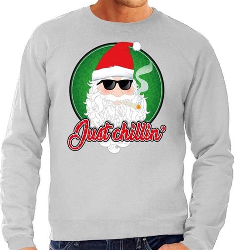 Foute Kersttrui Sweater Just Chillin Grijs Voor Heren