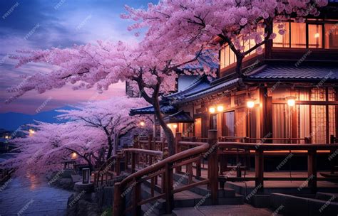 Premium Photo | Cherry blossoms at the night in Kyoto Japan Cherry ...