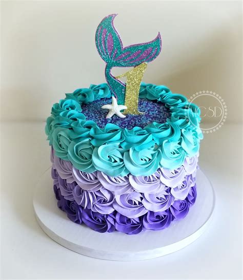 Mermaid Ombre Rosette St Birthday Cake Cakecentral