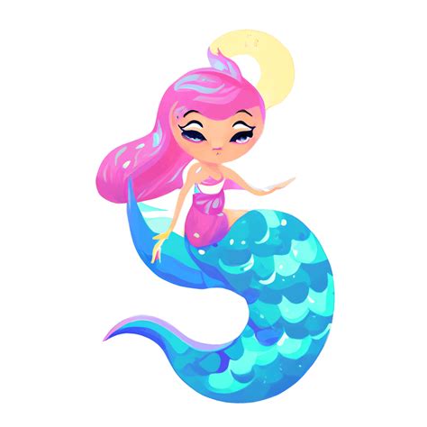 Cartoon Kawaii Chibi Mermaid Stickers · Creative Fabrica