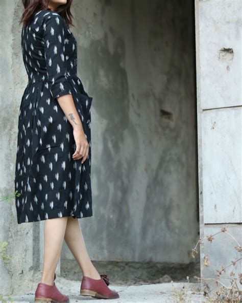 Black And White Hand Woven Ikat Dress By Threeness The Secret Label