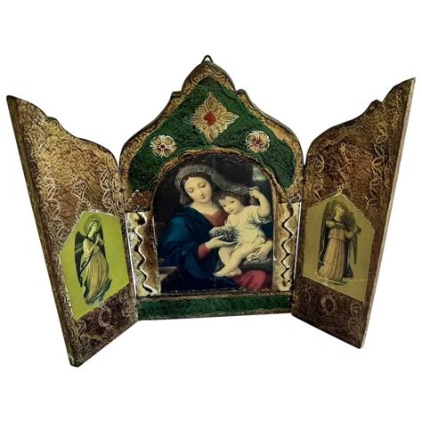 Vintage Florentine Mary Jesus Gilt Folding Icon Ruby Lane