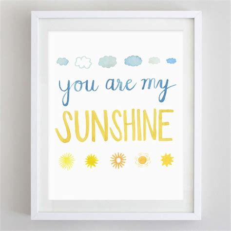 You Are My Sunshine Watercolor Art Print Etsy