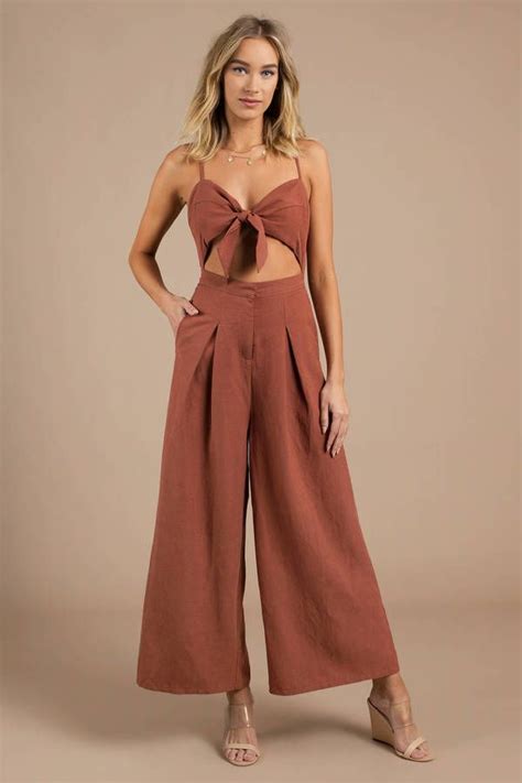 Looking For The Six Crisp Days Thistle Rust Front Tie Jumpsuit Find