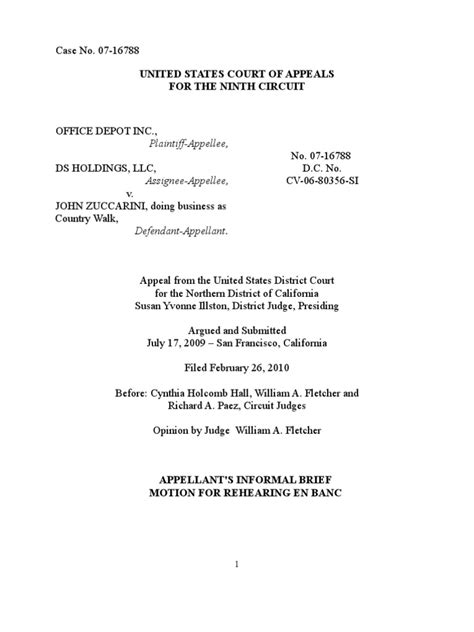 Office Depot V Zuccarini 9th Cir Request For Rehearing En Banc