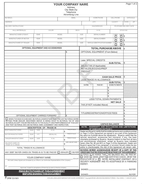 Ev Fillable Pdf Marine Purchase Agreement Jb Forms