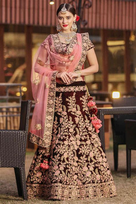 Beautiful Velvet Emboidered Sangeet Lehenga