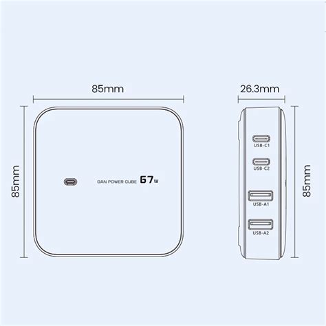 Toocki Charger Station Fast Charging Multi Port Usb Type C Gan W