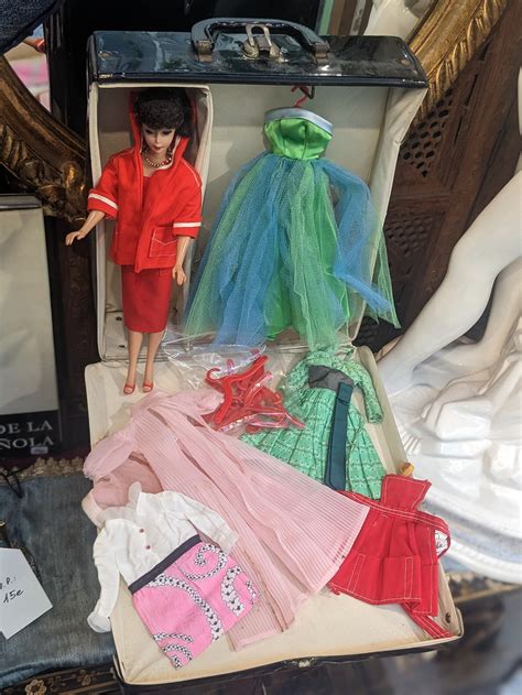 Huge Lot Barbie Vintage Brunette Ponytail With Dollcase And Outfits Mattel Vintage Etsy