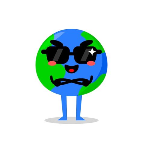 Premium Vector Cute Earth Mascot Wearing Sunglasses Funny Mascot