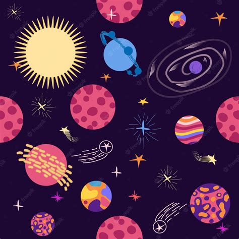 Premium Vector Seamless Space Pattern Planets Rockets And Stars