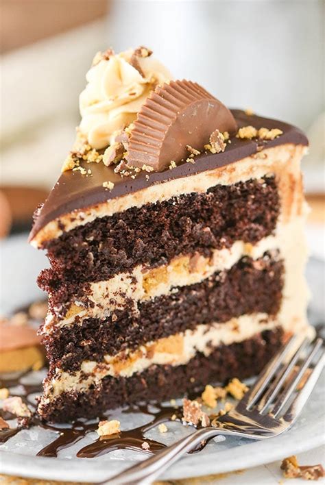 Peanut Butter Chocolate Layer Cake With Reeses Peanut Butter Cups