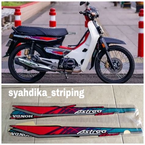 Jual Stiker Striping Lis Body Honda Astrea Grand Bulus Merah Biru