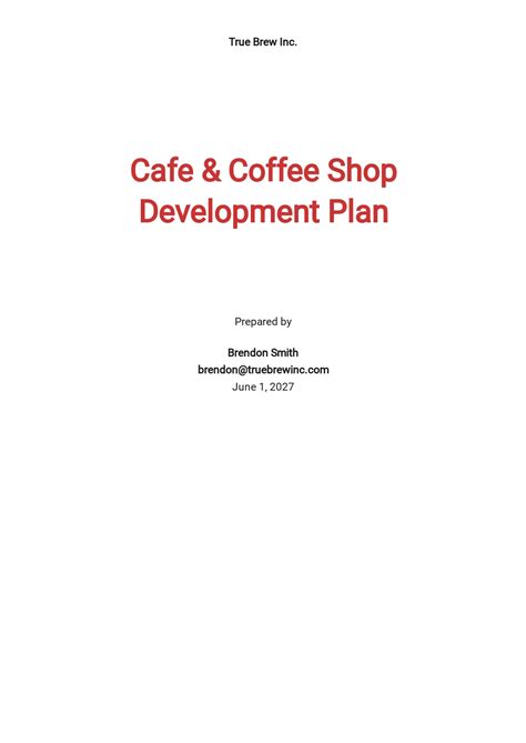 Coffee Shop Business Plan Template