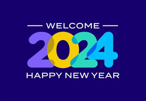 Premium Vector 2024 Happy New Year Number Text Overlapping Color