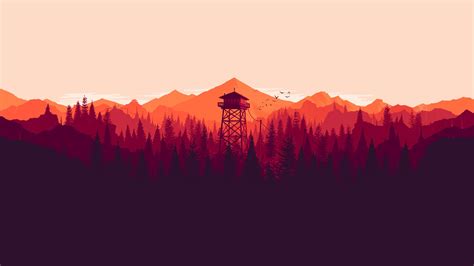 4545609 Landscape Firewatch Tower Colorful Minimalism