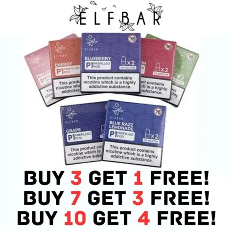 Elf Bar Mate P Prefilled Pods E Liquid Vape Juice Pk Disposable