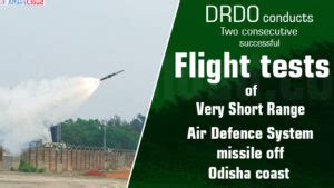 DRDO Conducted Successful Flight Tests Of VSHORADS And PTO Shaft