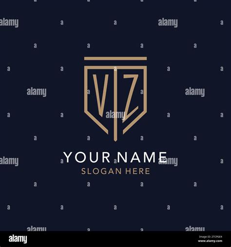 VZ Initial Logo Monogram With Simple Luxury Shield Icon Design