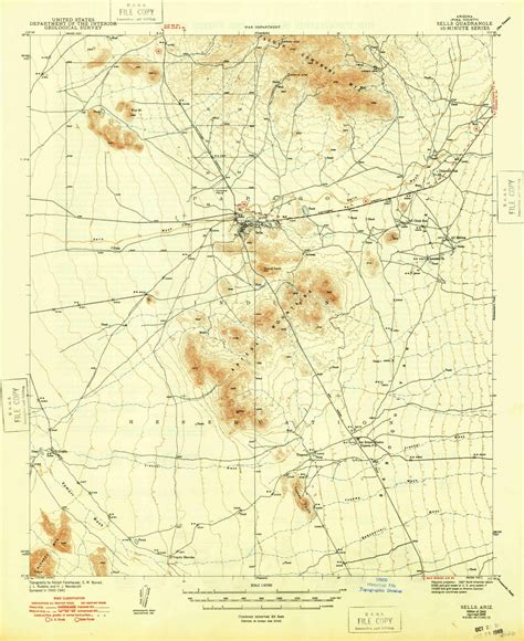 Sells Arizona 1943 1948 USGS Old Topo Map Reprint 15x15 AZ Quad