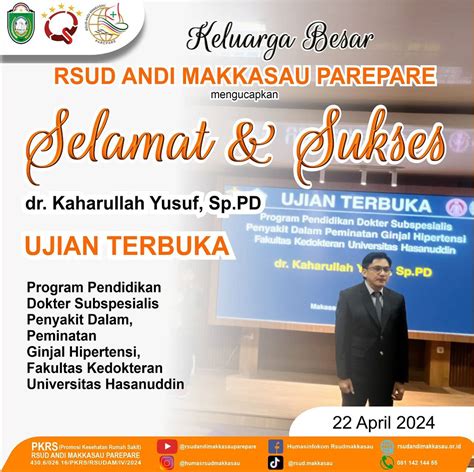 Dr Kaharullah Yusuf Ujian Terbuka Di UNHAS RSUD Andi Makkasau Ucapkan