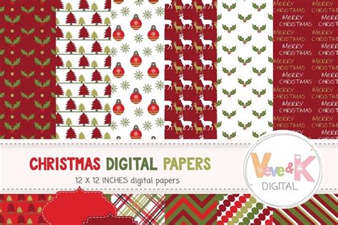 Christmas Digital Papers, Christmas Paper Pack