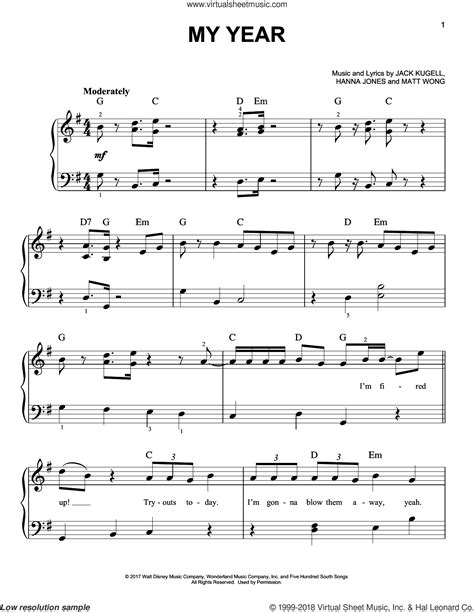 My Year From Disney S Zombies Sheet Music For Piano Solo PDF