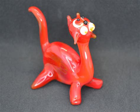 Red Glass Cat Figurine Blown Glass Cat Figurines Tiny Glass Cat Ts