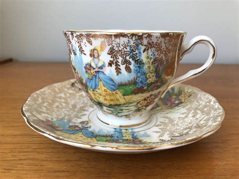 Colclough Lady Tea Cup And Saucer Gold Floral Chintz Teacup And Saucer