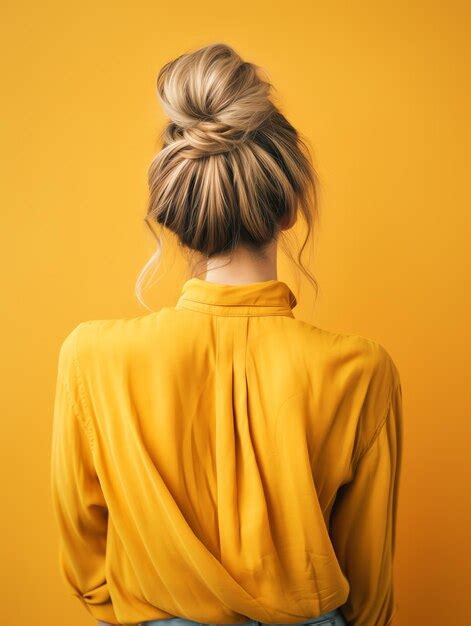 Premium Photo Beautiful Messy Bun Hair Style