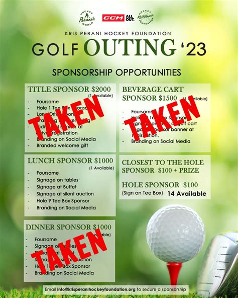 2023 Golf Outing Sponsorship Opportunities Kris Perani Hockey Foundation