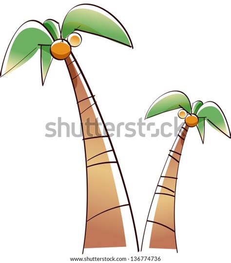 Vector Illustration Two Coconut Trees Stock Vector Royalty Free