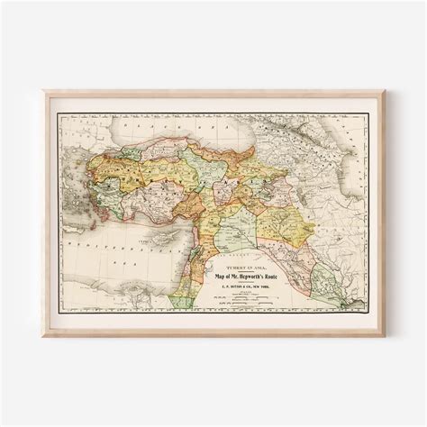 VINTAGE MAP of TURKEY, Historical Map of Turkey, Office Wall Art ...