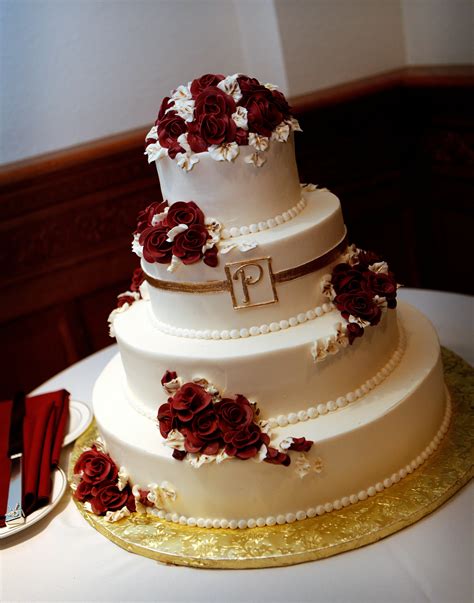 Red And Gold Wedding Cake