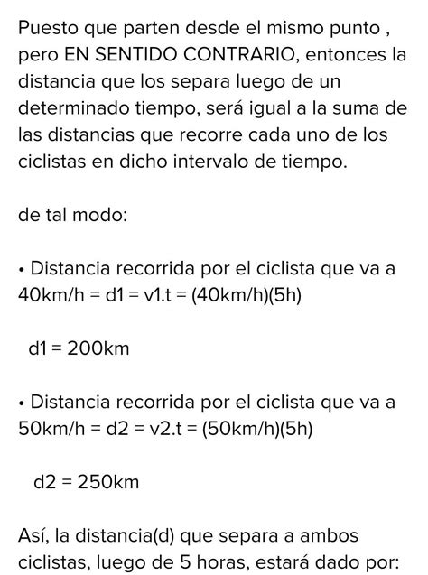 5 Aplicación Dos ciclistas parten a la vez del mismo punto A el