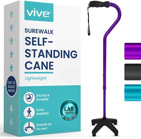 Amazon.com: Vive Quad Cane (250 LB) - Adjustable Walking Cane with