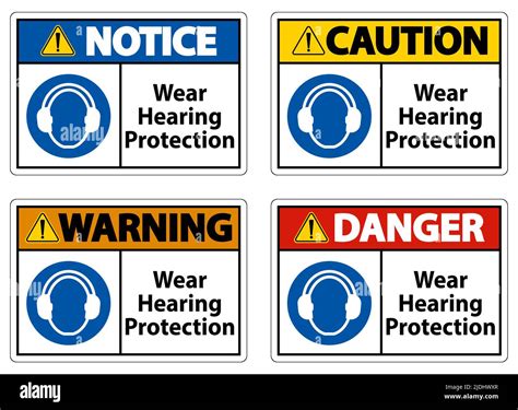 Wear hearing protection sign on white background Stock Vector Image ...