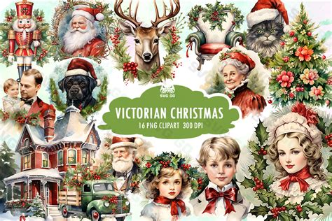 Victorian Christmas Sublimation Clipart Illustration Par Svg Go