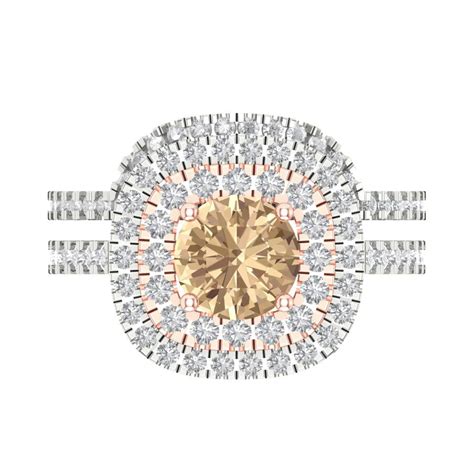 Clara Pucci 18k White Rose Gold Round Cut 1ct Synthetic Yellow