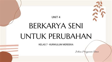 Materi Seni Rupa Unit 4 BERKARYA SENI RUPA UNTUK PERUBAHAN Kls 7