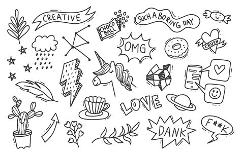 set  hand drawn doodle graphic  big barn doodles creative fabrica